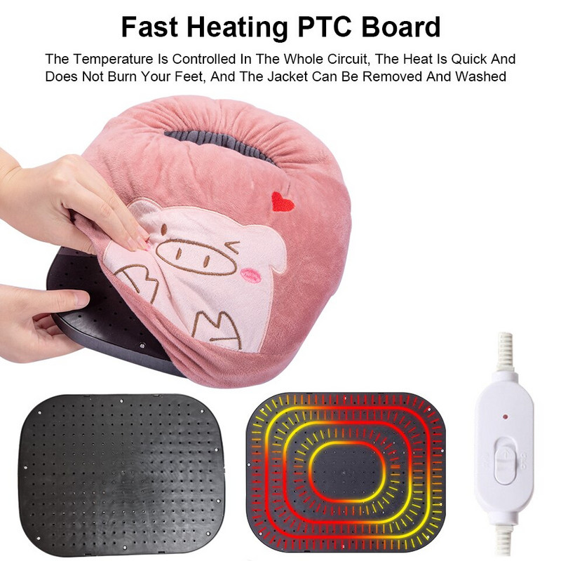 220 V elektrinis pėdų šildytuvas šildomoms pėdoms 2 pavarų šildymo pagalvėlė, šiluminė pėdų šildytuvo vidpadžiai šildomi šilti reikmenys