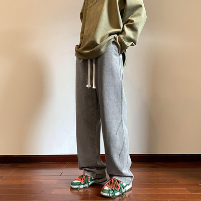 Blugi bărbați - model larg cu șireturi