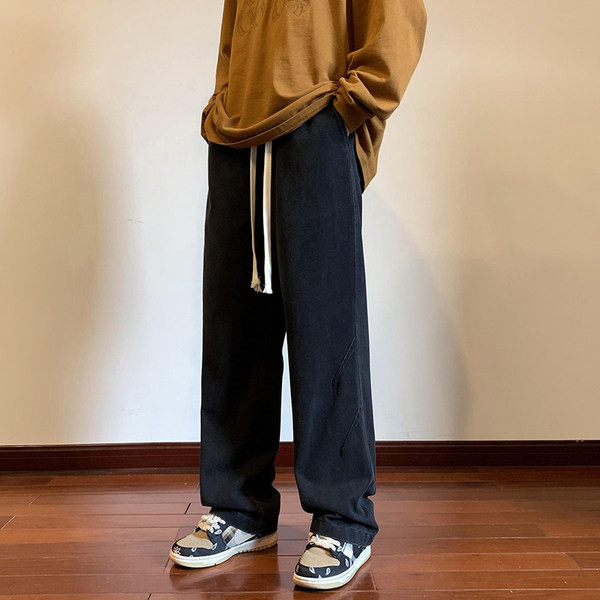 Blugi bărbați - model larg cu șireturi