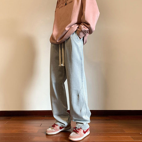 Blugi bărbați - model larg cu șireturi