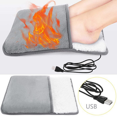 Naujas USB šildomas pėdų šildytuvas lauke šiltas šildomas pėdų apdangalas Minkštas flanelinis elektrinis šildomas pėdų šildytuvas pagyvenusiai nėščiai moteriai