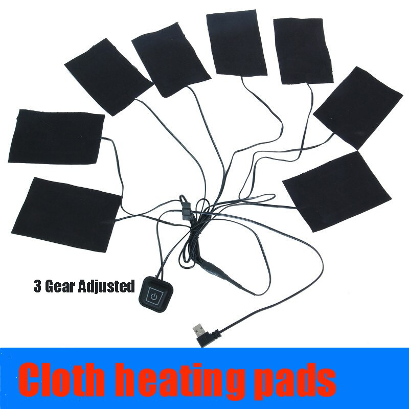 USB teplé pastové podložky 5V elektrická vyhrievacia fólia s 3-stupňovou nastaviteľnou teplotou vyhrievacej podložky pre vestu, bundu, topánky, ponožky