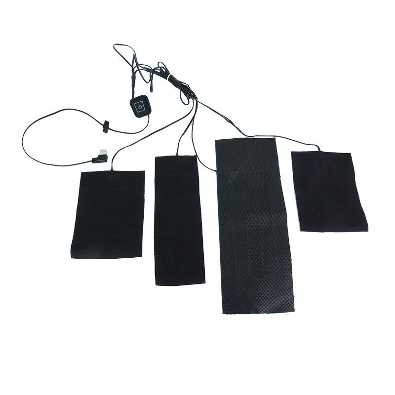 USB teplé pastové podložky 5V elektrická vyhrievacia fólia s 3-stupňovou nastaviteľnou teplotou vyhrievacej podložky pre vestu, bundu, topánky, ponožky