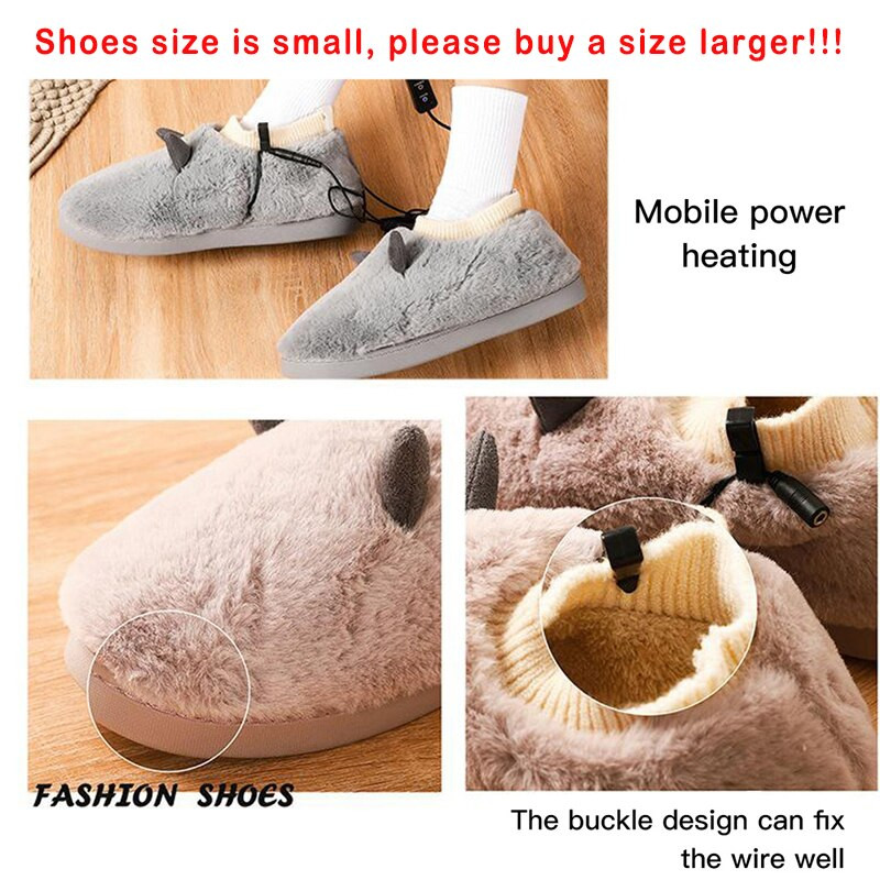 USB pėdų šildytuvai, reguliuojamos temperatūros šildomi pėdų šildytuvai, nuimami ir plaunami pliušinės mielos šlepetės žiemai šildomi reikmenys