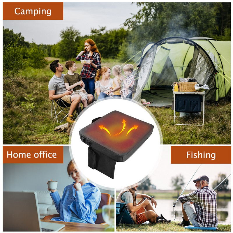 USB Székpárna Összecsukható, négyzet alakú, fűtött ülésszőnyeg Csúszásmentes játékszékpárnák 3 fokozatú hőmérséklet-szabályozás kültéri kemping horgászathoz