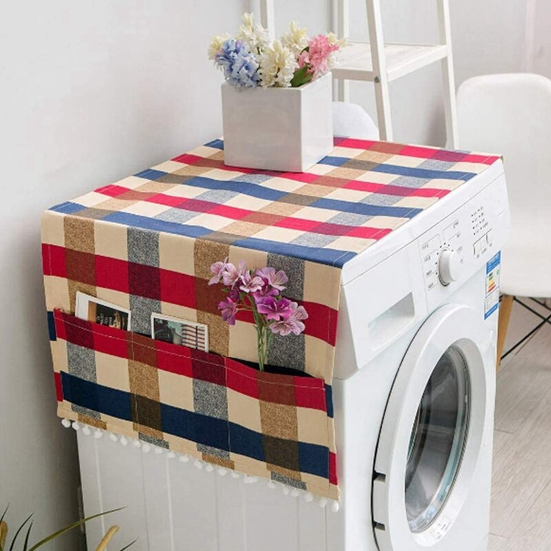 Nou capac 2X pentru mașină de spălat, bumbac rezistent la praf, capac pentru frigider, capac superior pentru praf, cu sac de depozitare lateral