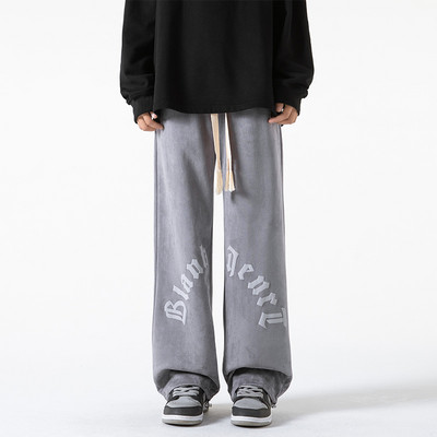 Pánske nohavice širokého modelu s nápisom