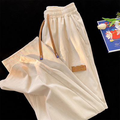 Pantaloni casual barbatesti cu sireturi si logo