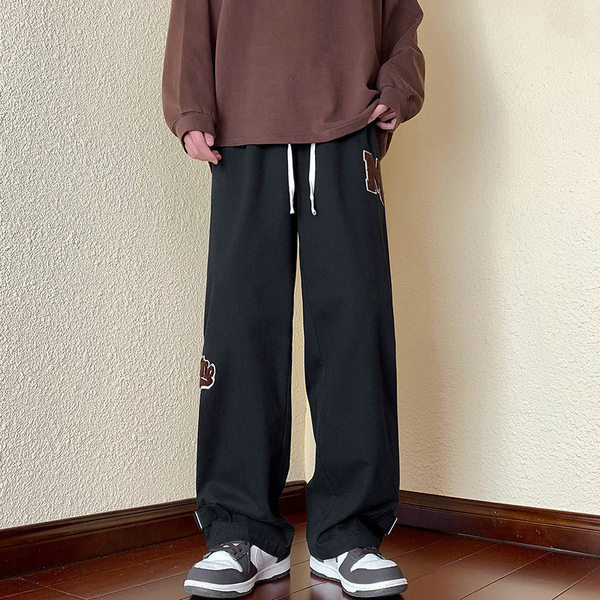 Pantaloni sport barbati cu buzunare - culoare negru si maro