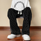 Pantaloni largi de toamna si iarna pentru barbati cu sireturi