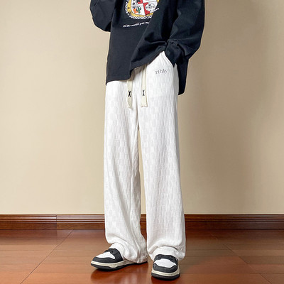 Pantaloni largi de toamna si iarna pentru barbati cu sireturi