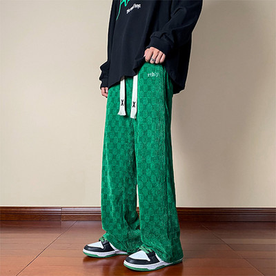 Pantaloni largi de toamna si iarna pentru barbati cu sireturi