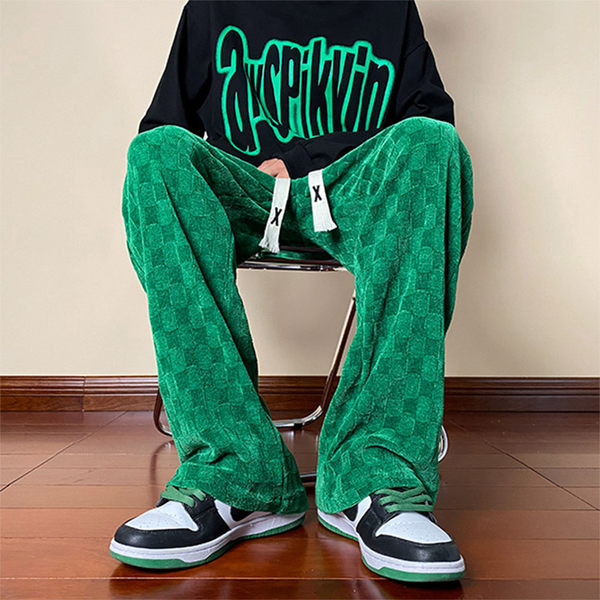 Pantaloni largi de toamna si iarna pentru barbati cu sireturi