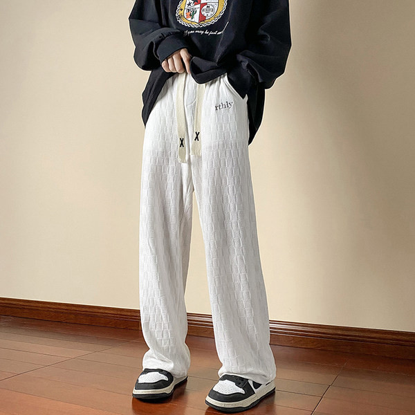 Pantaloni largi de toamna si iarna pentru barbati cu sireturi