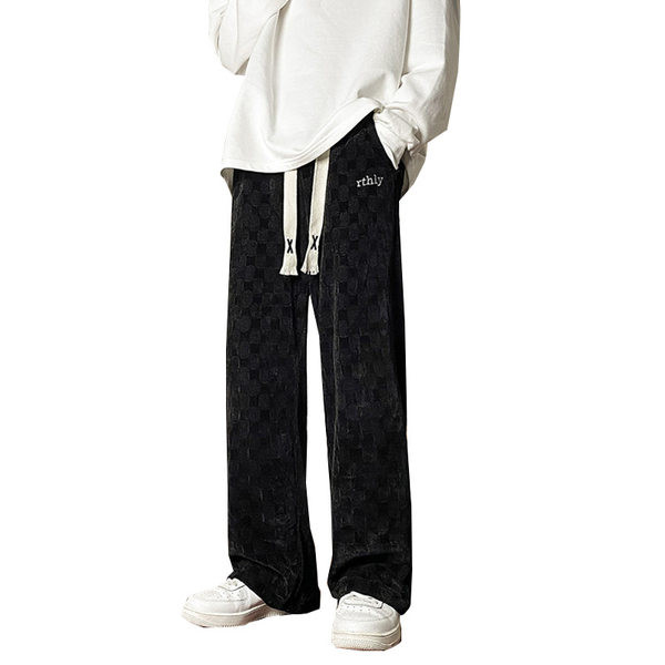 Pantaloni largi de toamna si iarna pentru barbati cu sireturi