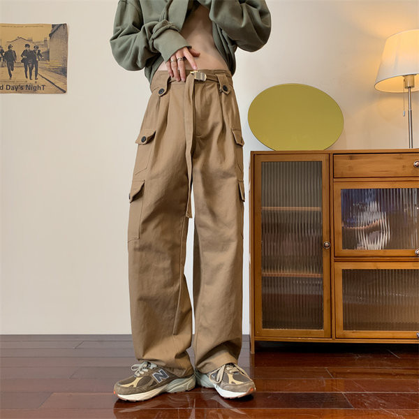 Pantaloni largi sport-casual cu buzunare