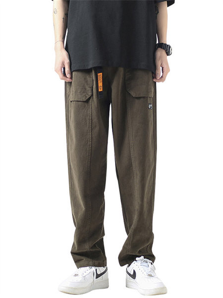 Pantaloni casual barbatesti cu buzunar si inscriptionare