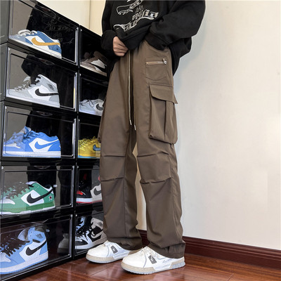 Pantaloni sport barbati cu buzunare - culoare negru si maro