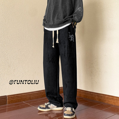 Pantaloni casual barbatesti cu sireturi - model drept