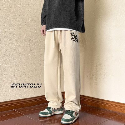 Pantaloni casual barbatesti cu sireturi - model drept