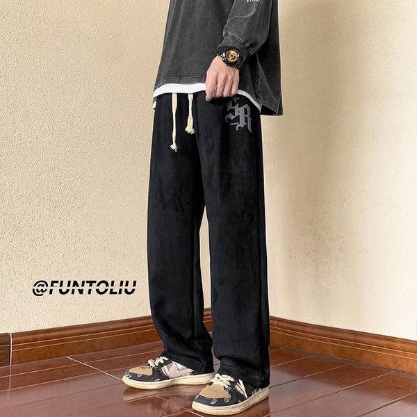 Pantaloni casual barbatesti cu sireturi - model drept
