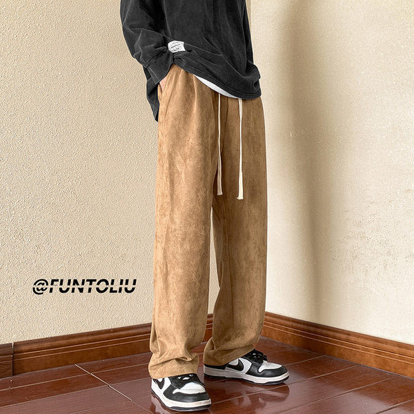 Pantaloni casual barbatesti cu sireturi - model drept