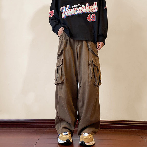 Pánske nohavice širokého modelu s bočnými vreckami