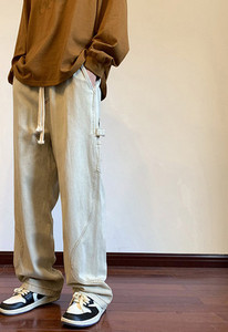 Pantaloni largi pentru bărbați, cu buzunar și cravate