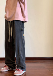 Pantaloni largi pentru bărbați, cu buzunar și cravate