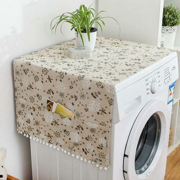 Κάλυμμα πλυντηρίου ρούχων Πλενόμενα αξεσουάρ Ψυγείο Οικιακή θήκη για τη σκόνη Αποθήκευση Καπάκι πλυντηρίου φλοράλ με τσέπες