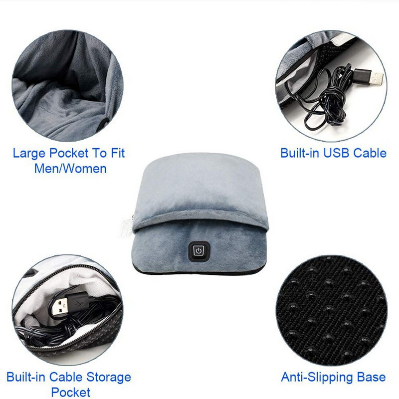 Vyhrievané papuče Nabíjateľný elektrický vyhrievací vankúš na nohy s USB Pohodlná konštantná teplota pre zimné domáce kancelárske potreby