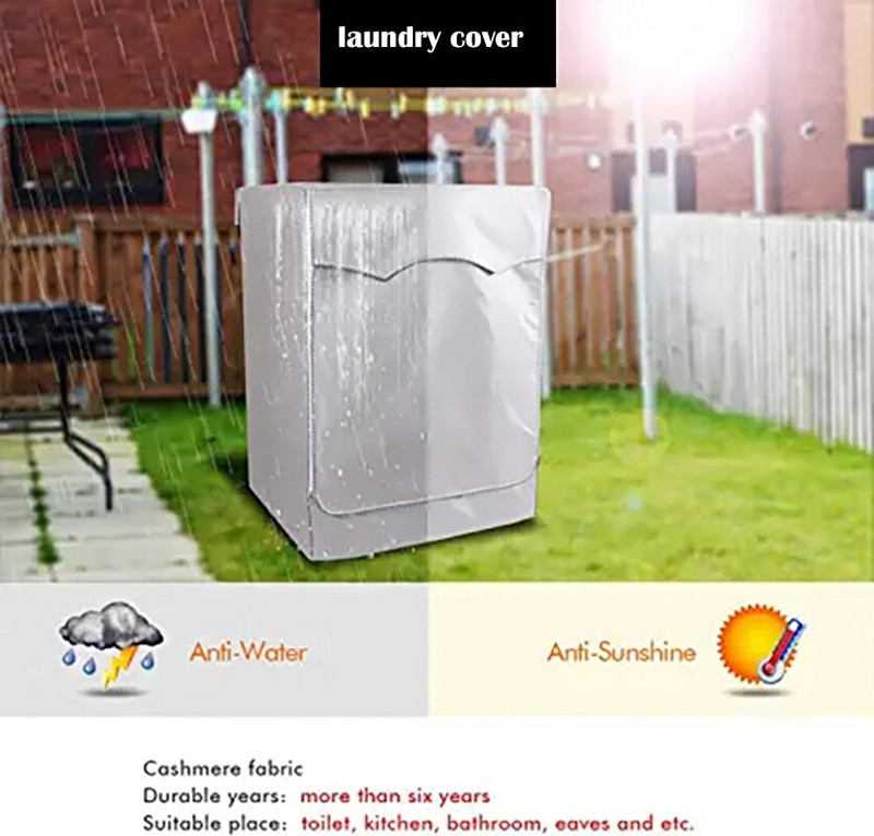 Сив капак за сушилня за пране Капак за перална машина Слънцезащитен крем от полиестерни влакна Сребърно покритие Водоустойчив капак