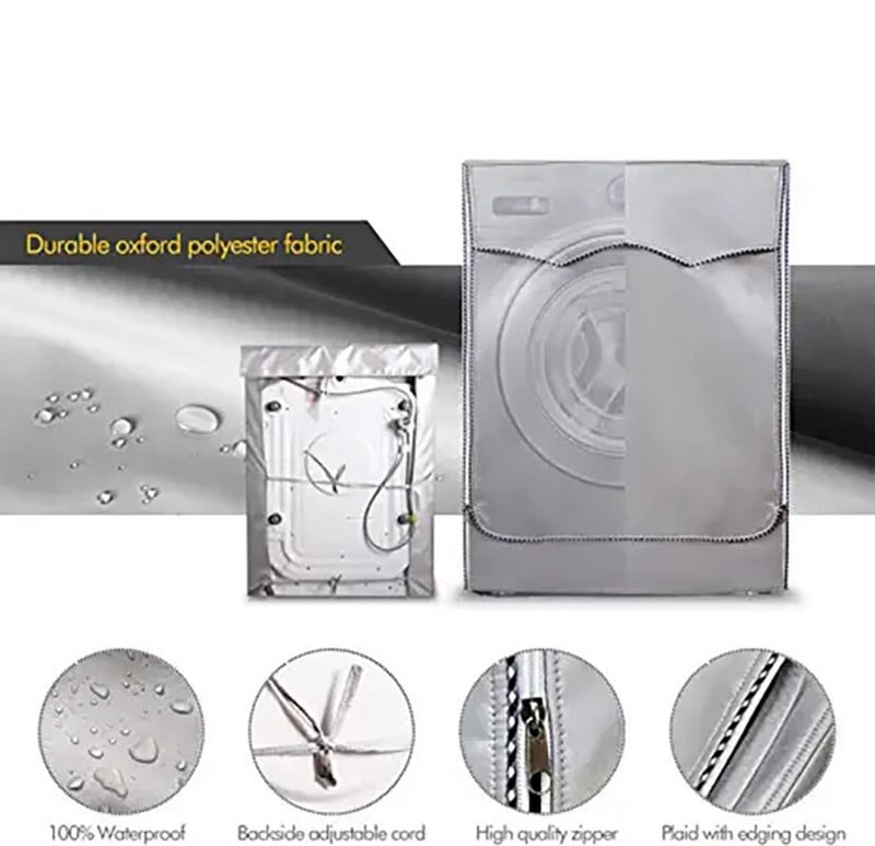 Сив капак за сушилня за пране Капак за перална машина Слънцезащитен крем от полиестерни влакна Сребърно покритие Водоустойчив капак
