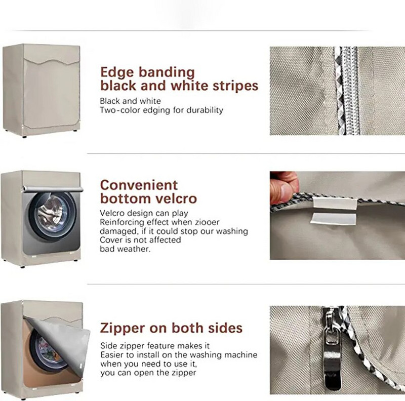 Сив капак за сушилня за пране Капак за перална машина Слънцезащитен крем от полиестерни влакна Сребърно покритие Водоустойчив капак
