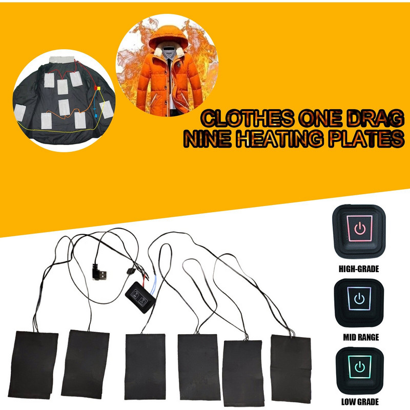 Egy hajtott hat öves téli elektromos dupla vezérlésű fűtőlap mellény kabát fűtőlap területek fűtött mellény kabát