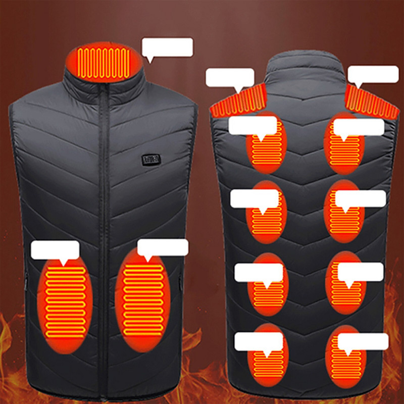 Vestă de încălzire electrică, nou îmbunătățită, control dublu, 13, vestă de încălzire, temperatură constantă, jachetă încălzită prin USB, vestă încălzită