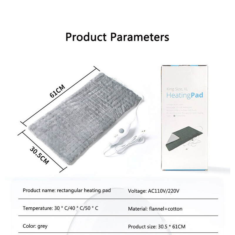 Elektrická vykurovacia podložka s 3 prevodovými stupňami, nastaviteľná elektrická vykurovacia podložka, mäkká vykurovacia podložka pre pokožku, domáca pohovka, kancelárske vykurovacie podložky