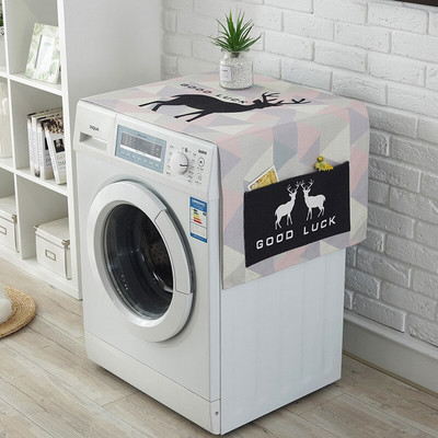 Nordic Elk Kryt na chladničku do práčky, vodeodolná bavlnená ľanová obliečka na nočný stolík, uterák