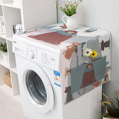 Kryt na práčku z bavlny a ľanu, vodotesný kryt pre jednodverovú a dvojdverovú chladničku, mikrovlnnú rúru