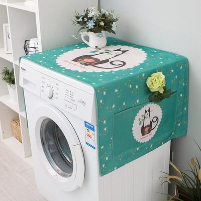Kryt na práčku z bavlny a ľanu, vodotesný kryt pre jednodverovú a dvojdverovú chladničku, mikrovlnnú rúru