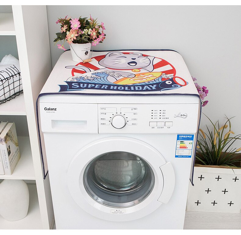 Kryt na práčku z bavlny a ľanu, vodotesný kryt pre jednodverovú a dvojdverovú chladničku, mikrovlnnú rúru