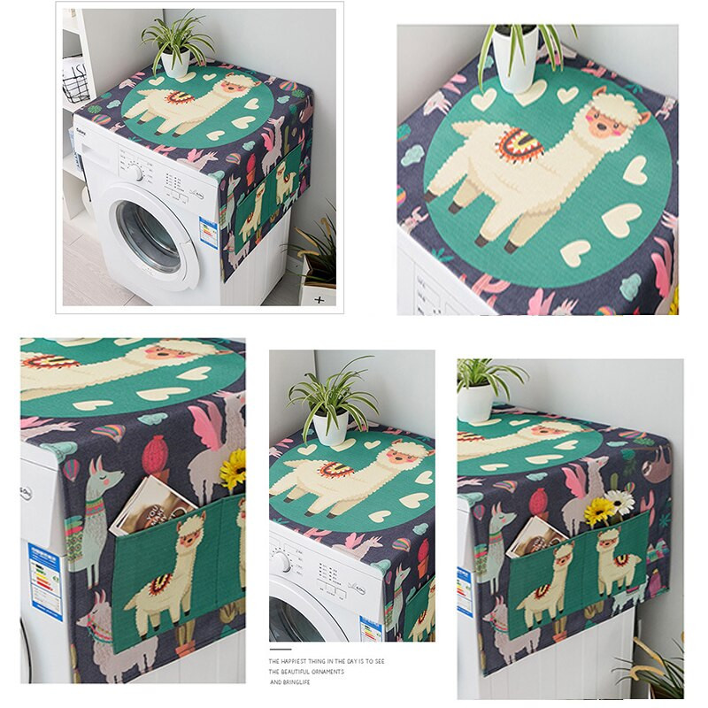 Kryt na práčku z bavlny a ľanu, vodotesný kryt pre jednodverovú a dvojdverovú chladničku, mikrovlnnú rúru