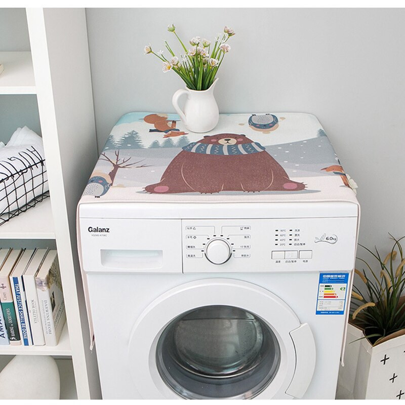 Kryt na práčku z bavlny a ľanu, vodotesný kryt pre jednodverovú a dvojdverovú chladničku, mikrovlnnú rúru