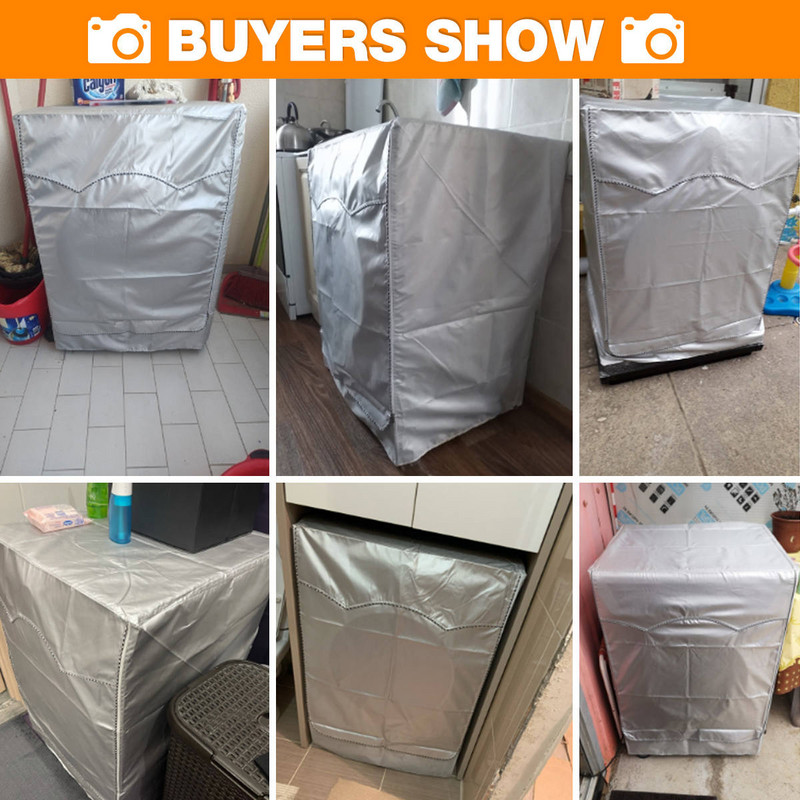 Kryt na práčku z polyesterových vlákien, vodotesný, kryt na sušičku bielizne s predným plnením, opaľovací krém, strieborný povlak, prachotesný kryt