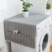 Geometrické kosoštvorcové kryty na prach, kryty na práčku, chladničku s vreckom, bavlnené ľanové kryty na mikrovlnnú rúru, domáce čistenie