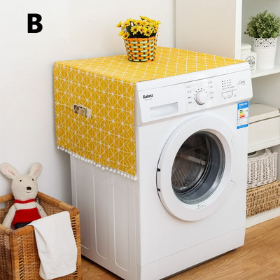 Geometrické kosoštvorcové kryty na prach, kryty na práčku, chladničku s vreckom, bavlnené ľanové kryty na mikrovlnnú rúru, domáce čistenie