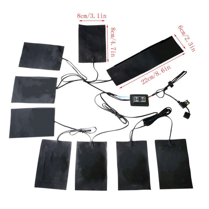 USB vyhrievacia podložka na oblečenie s 3 prevodovými stupňami nastaviteľnou teplotou, elektrická vyhrievacia podložka na vestu, bundu #25