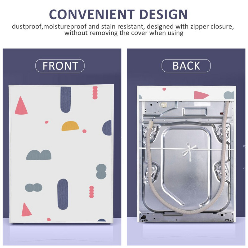 VOSAREA Kryt na práčku, plne zakrytý kryt na práčku/sušičku, vodotesný, prachotesný kryt na práčku pre domácu bielizeň