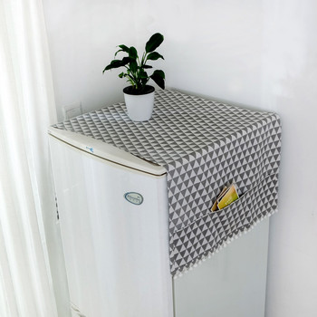 Γεωμετρικό ύφασμα ψυγείου μονή πόρτα κάλυμμα σκόνης ψυγείου αγροτικό διπλό ανοιχτό πετσέτα πλυντηρίου ρούχων πετσέτα 1