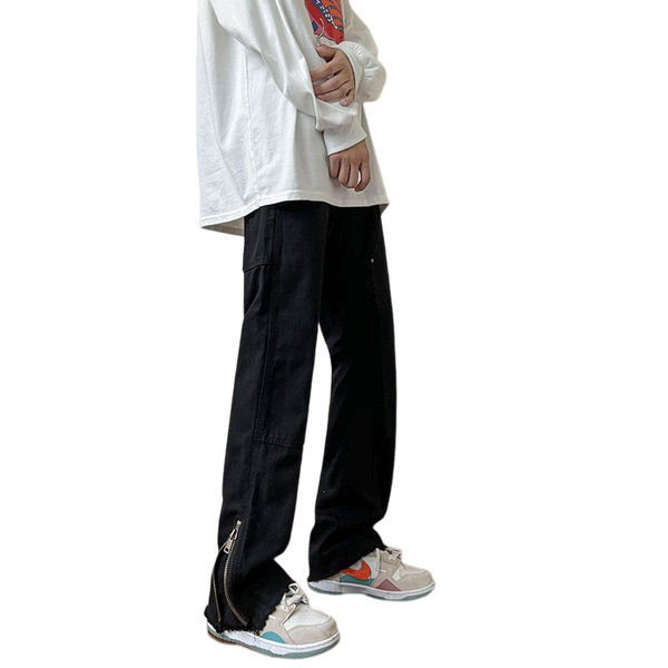 Blugi de bărbați moderni cu fermoar pe picioare și buzunar